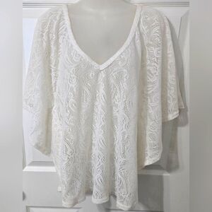 Full Tilt Ladies Crocheted Top White Sz Large Euc